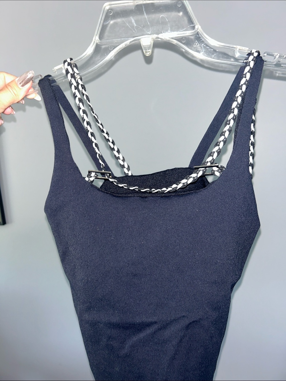 Black Chain-Trim Flared yoga Set - Picture 7 of 16